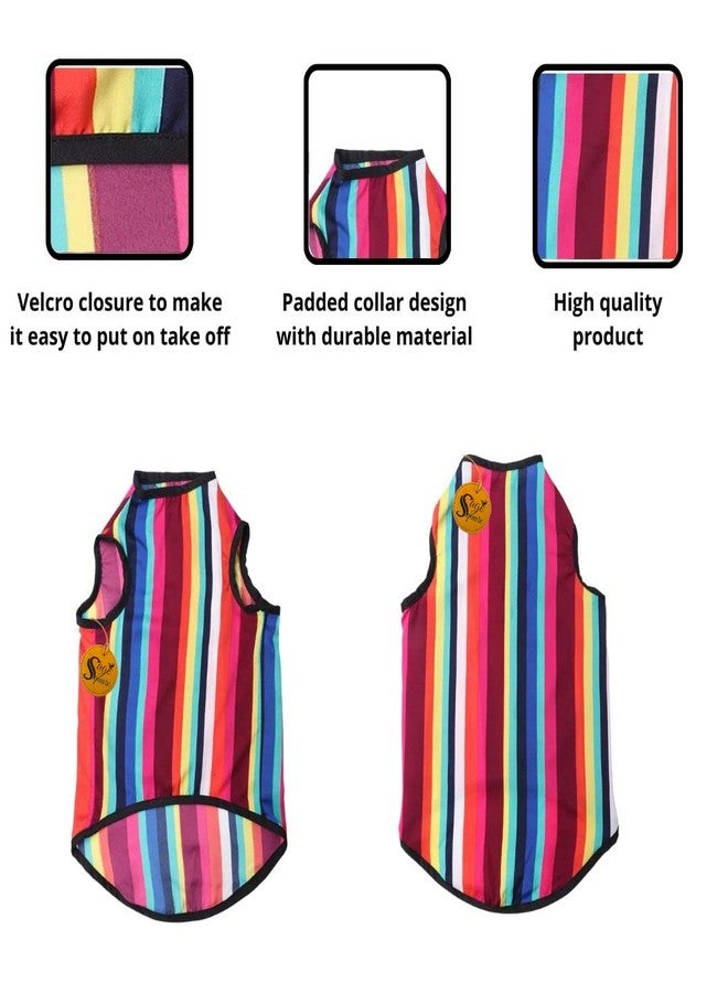 Sage Square Colorful Stripes Print T-Shirt - Trendsetting Dog Apparel for Ultimate Style & Comfort, Let Your Dog Stay Cool & Stylish in Any Season, Fashion Curve with Stylish Canine Attire (10 Inche) - Image 4